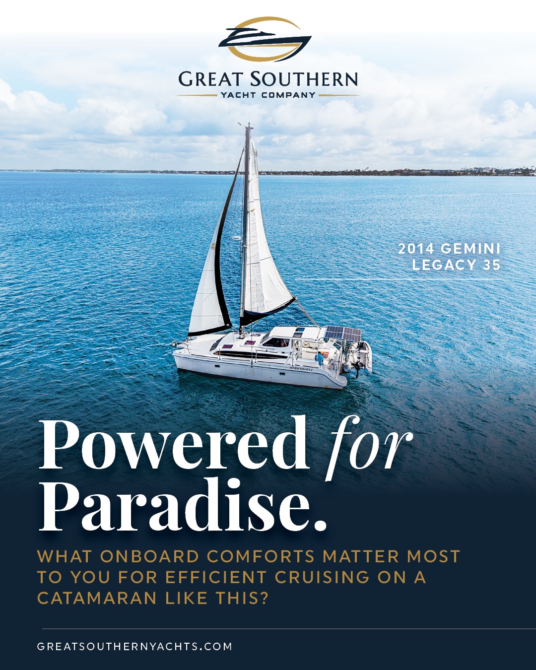 Generator on for quiet mornings and hot coffee under way—what onboard comforts matter most to you for efficient cruising on a catamaran like this? See the full listing, specifications, and photos on our website